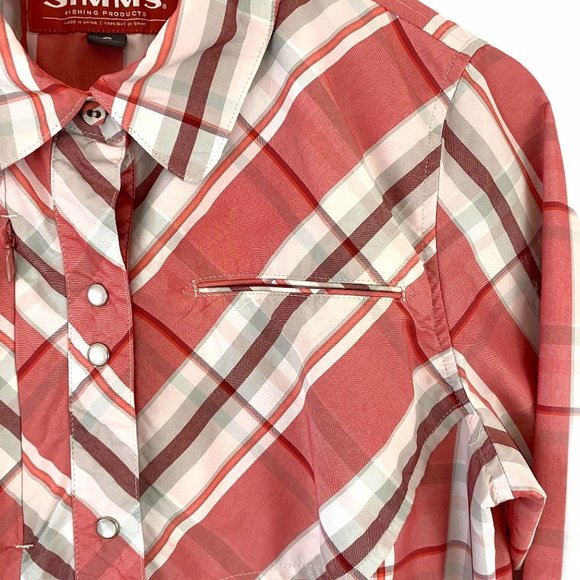 Simms Fishing Womens Size Small Big Sky Long Sleeve Plaid Pearl Snap-Front Shirt - Picture 5 of 9